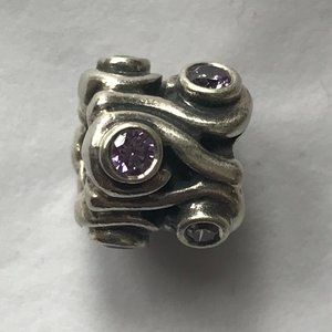 PANDORA Light Purple Stone Ocean Wave Charm